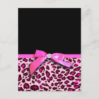 Hot pink leopard print ribbon bow graphic postcard
