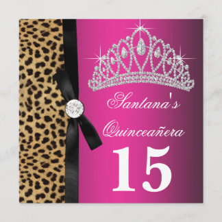 Hot Pink Leopard Quinceanera Invitation