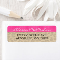 Hot Pink & Leopard Return Address Labels
