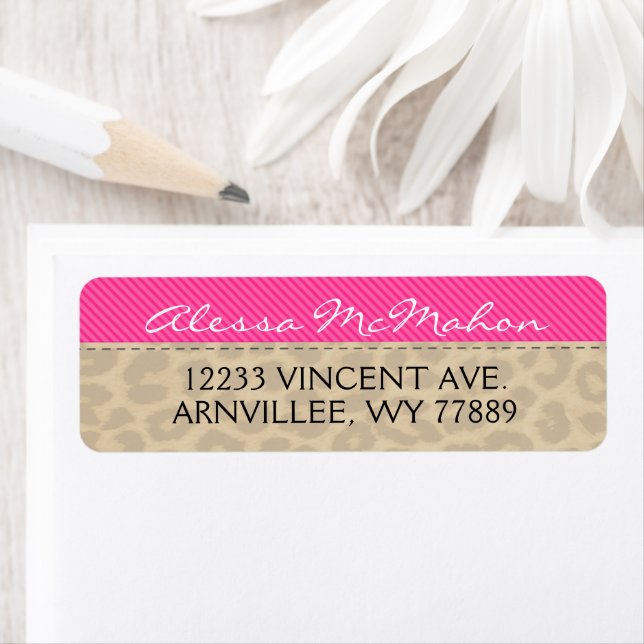 Hot Pink & Leopard Return Address Labels (Insitu)