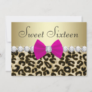 Hot Pink Leopard Sweet Sixteen Invitation