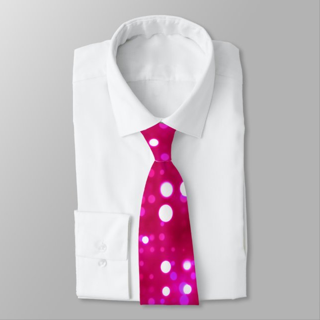 Hot Pink Lights Polka Dot Pattern Tie (Tied)