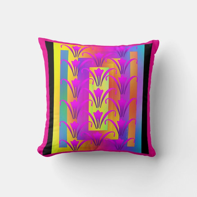 Hot Pink Lilies 16"x16" Throw Pillow (Front)