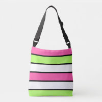 Hot Pink, Lime Green, Black and White Stripes