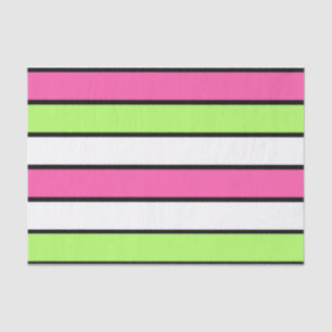 Hot Pink, Lime Green, Black and White Stripes Tissue Paper