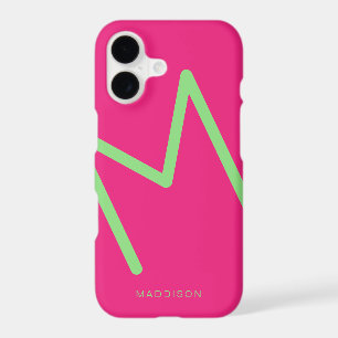 Hot Pink Lime Green Simple Abstract Initial