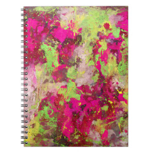 Hot Pink Lime Grunge Abstract Notebook