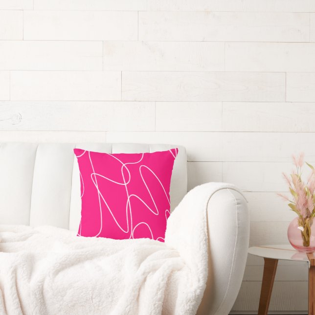 Hot Pink Line Art  Cushion (Couch)