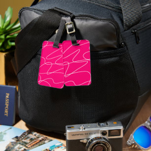 Hot Pink Line Art  Luggage Tag