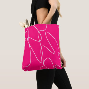 Hot Pink Line Art Tote Bag