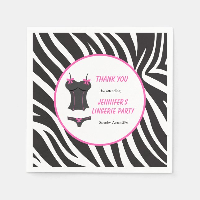 Hot Pink Lingerie Party Thank You Napkin (Front)