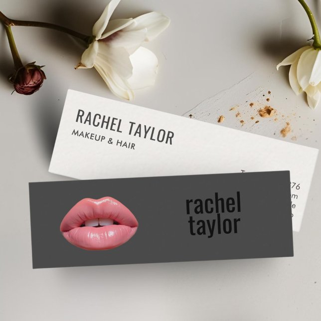 Hot Pink Lips | Charcoal Makeup Business Card (Creator Uploaded)