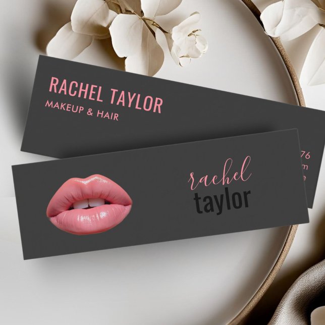 Hot Pink Lips | Charcoal Makeup Business Card (Creator Uploaded)