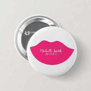 Hot Pink lips design Make-up artist 6 Cm Round Badge