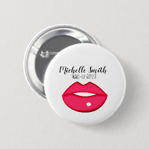 Hot Pink lips design Make-up artist 6 Cm Round Badge