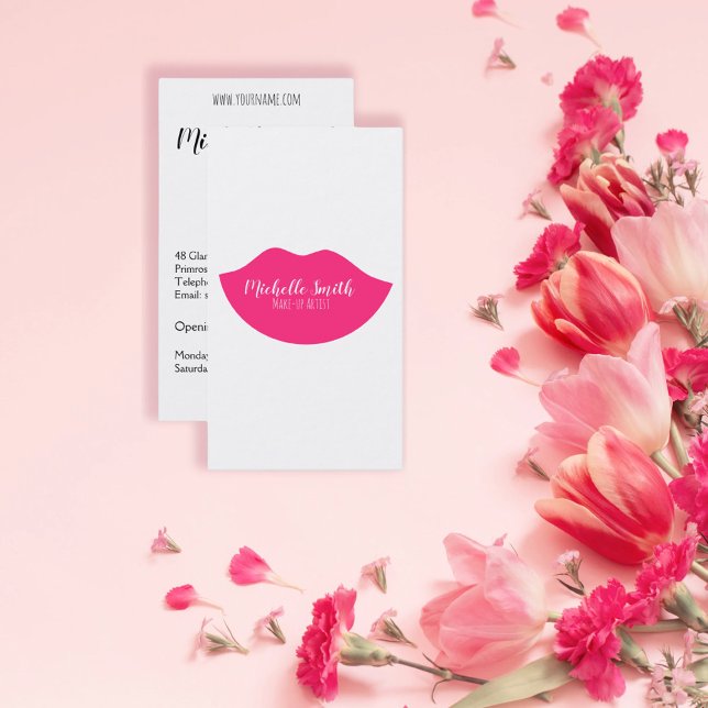 Hot Pink lips design Make-up artist Business Card (Creator Uploaded)