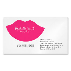 Hot Pink lips design Make-up artist Magnetic Business Card