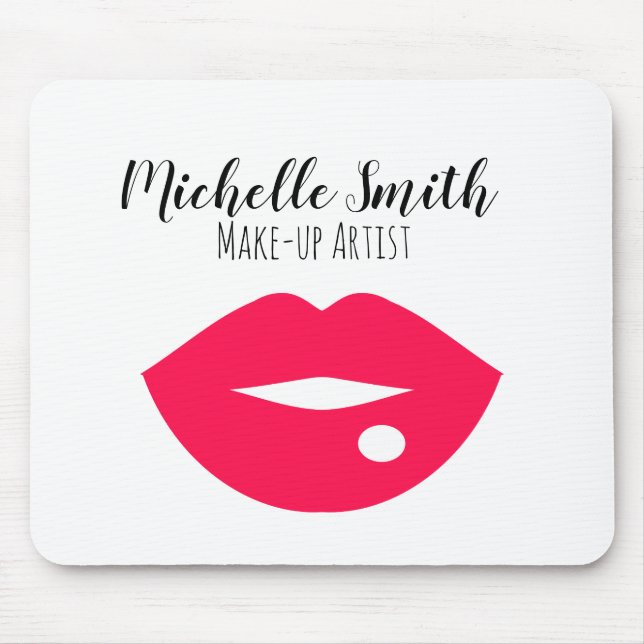 Hot Pink lips design Make-up artist Mouse Pad (Front)