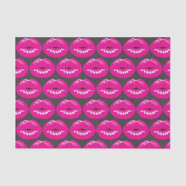 Hot Pink Lips Glamourous Girl Pattern Tissue Paper (Front)
