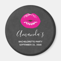 Hot Pink Lips Glamourous Illustration Bachelorette