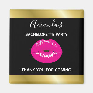 Hot Pink Lips Glamourous Illustration Bachelorette Magnet