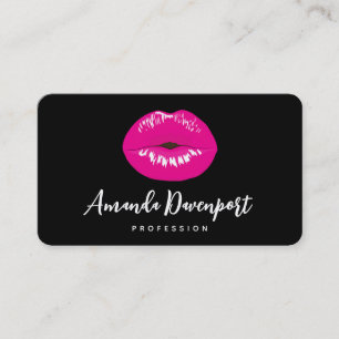 Hot Pink Lips Glamourous Illustration Business Card