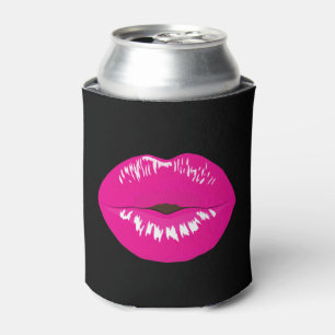Hot Pink Lips Glamourous Illustration Can Cooler