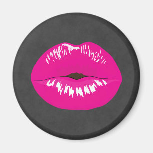 Hot Pink Lips Glamourous Illustration Magnet