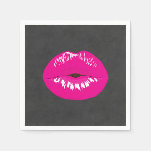 Hot Pink Lips Glamourous Illustration Napkin