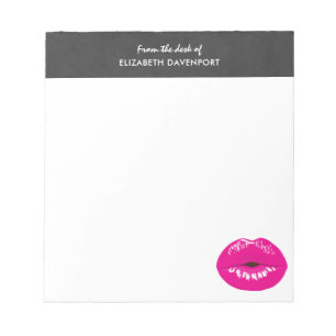 Hot Pink Lips Glamourous Illustration Notepad