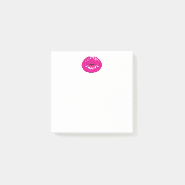 Hot Pink Lips Glamourous Illustration Post-it Notes (Front)