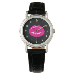 Hot Pink Lips Glamourous Illustration Watch