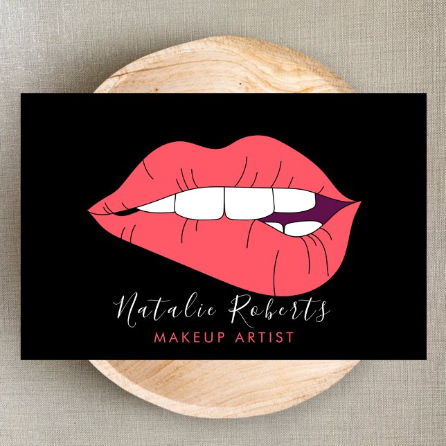 Hot Pink Lips Glamourous Makeup Artist Salon Business Card (Creator Uploaded)