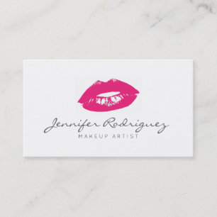 Hot Pink Lips Lipstick Makeup Artist Cosmetic Business Card