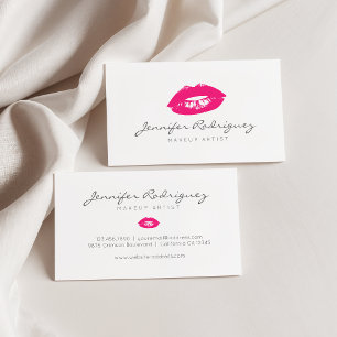 Hot Pink Lips Lipstick Makeup Artist Cosmetic Business Card
