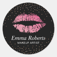 Hot Pink Lips Rose Gold Confetti Makeup Artist