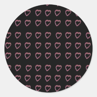 Hot Pink Lipstick Hearts Classic Round Sticker