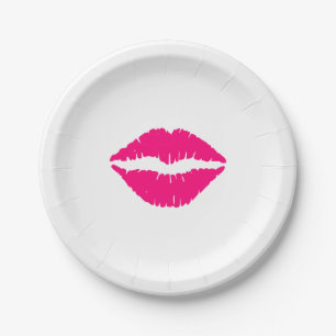 Hot Pink Lipstick Paper Plate