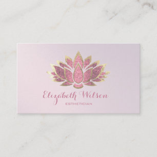 hot pink lotus flower business card