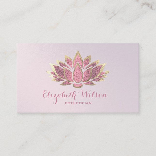 hot pink lotus flower business card (Front)