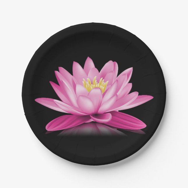 Hot pink lotus flower paper plate (Front)