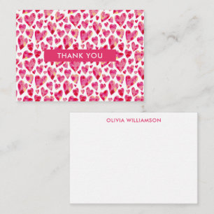 Hot Pink Love Heart Thank You Card