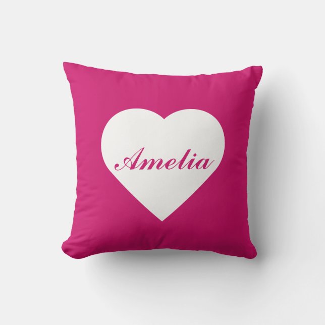 Hot Pink Love Monogram  Cushion (Front)