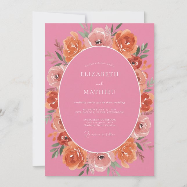 Hot Pink Lush Summer Wedding Invitation (Front)