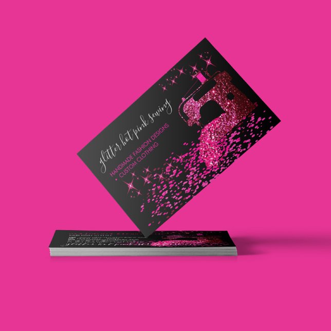 Hot Pink Machine Fabric Tailor Fabric Sewing Business Card (Creator Uploaded)