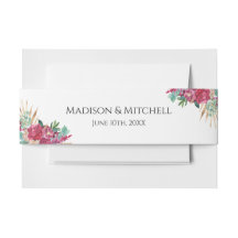 Hot Pink Magenta Floral Elegant Gold Script Hearts