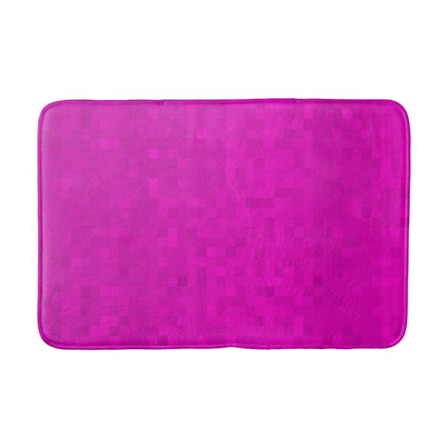 Hot Pink Magenta Mosaic Tiles Pattern, Bath Mat (Front)