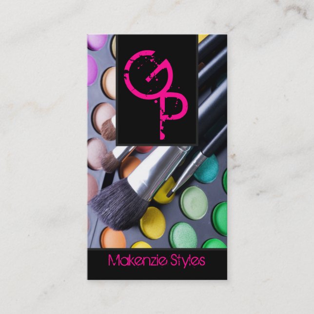 Hot Pink Make Up Artist Palette Business Card (Front)