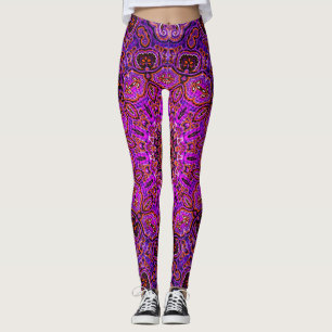 Hot Pink Mandala Kaleidoscopic Motif Leggings