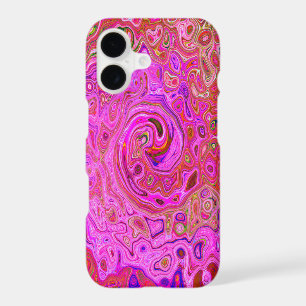 Hot Pink Marbled Colours Abstract Retro Swirl